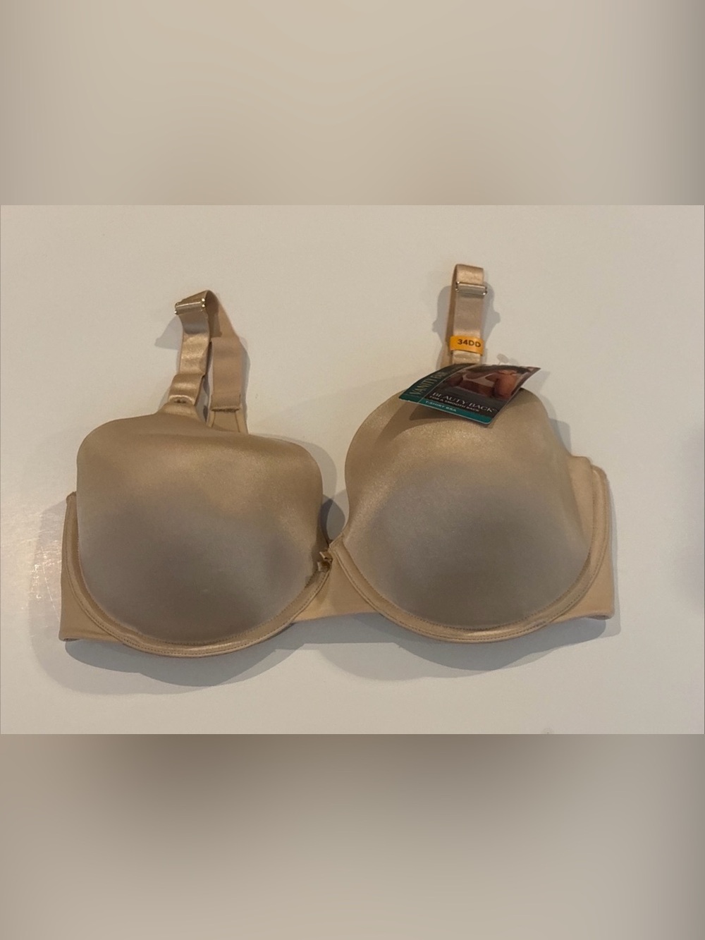 Vanity Fair 75345 Beauty Back Full Coverage Underwire T-Shirt Bra Beige 34DD NEW